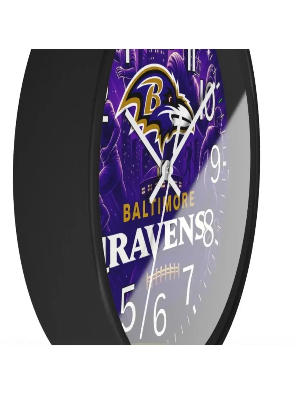 REVERSE TICKING CLOCK Baltimore Ravens Glow In The Dark Wall Clock New!